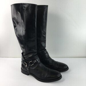 AGL Black Leather Knee High Boots Harness Size 35.5
